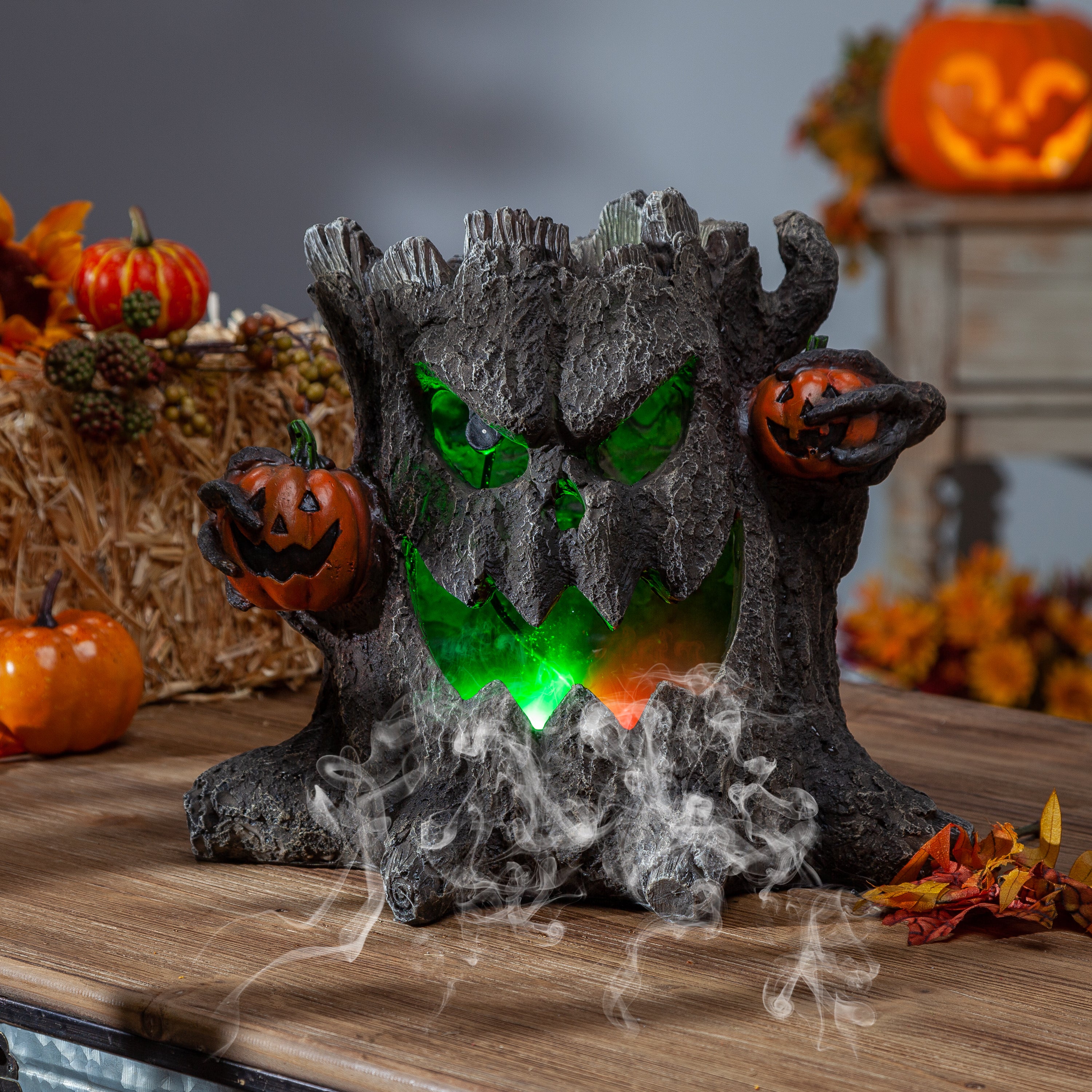 Lighted Spooky Smoking Tree, Electric Creepy Halloween Decor